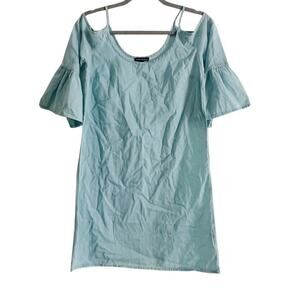 J. Crew Mercantile Light Blue Cold Shoulder Dress with Bell Sleeves- Size XS